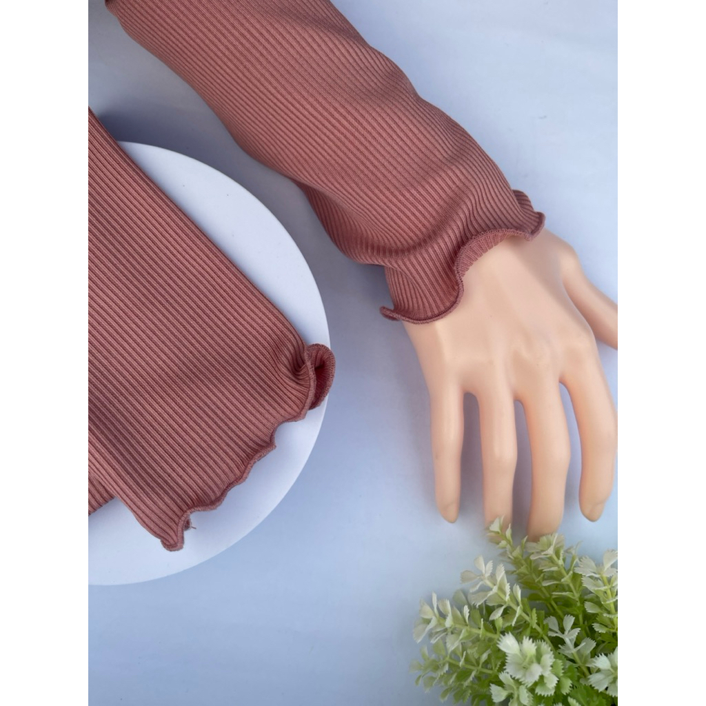 ปลอกแขนมุสลีมะห์ผ้าร่องยืดผ้านุ่มใส่สบายมีสีให้เลือกมากมาย