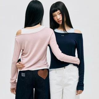 [Trendyลด25%] CHUUCHOP - (S-XL) Yujin Long Sleeve Top เสื้อแขนยาวทูโทน 2 เลเยอร์ ใส่สบาย ยืดได้เยอะ (C8479)