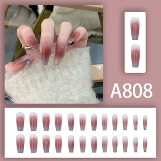 กาว เล็บแฟชั่น[ABCDEW] เล็บปลอม ชนิดอะคริลิค สไตล์ฝรั่งเศส มีสีให้เลือกหลากหลาย 24 ชิ้น มีส่วนผสมของกาว