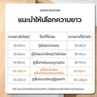 ปรับความยาวได้ ชั้นวางเสื้อผ้า ชั้นวางในตู้เสื้อผ้า 30-125cm ไม่ต้องเจาะรู ชั้นเก็บเสื้อผ้า ชั้นวางของพลาสติก