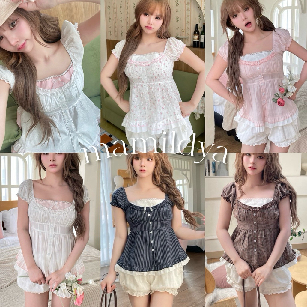 🌟Mamildya.shop🌟 เสื้อแขนตุ๊กตา แต่งเลเยอร์ ชายระบาย/ M1-5/NUSA-ดอลลี่⚫