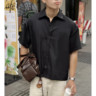 Karants เสื้อเชิ้ต Cropped Boxy ผ้าฝ้ายเนื้อเย็น ตกแต่งด้วยโลหะ สำหรับผู้ชายและผู้หญิง Unisex - KR350
