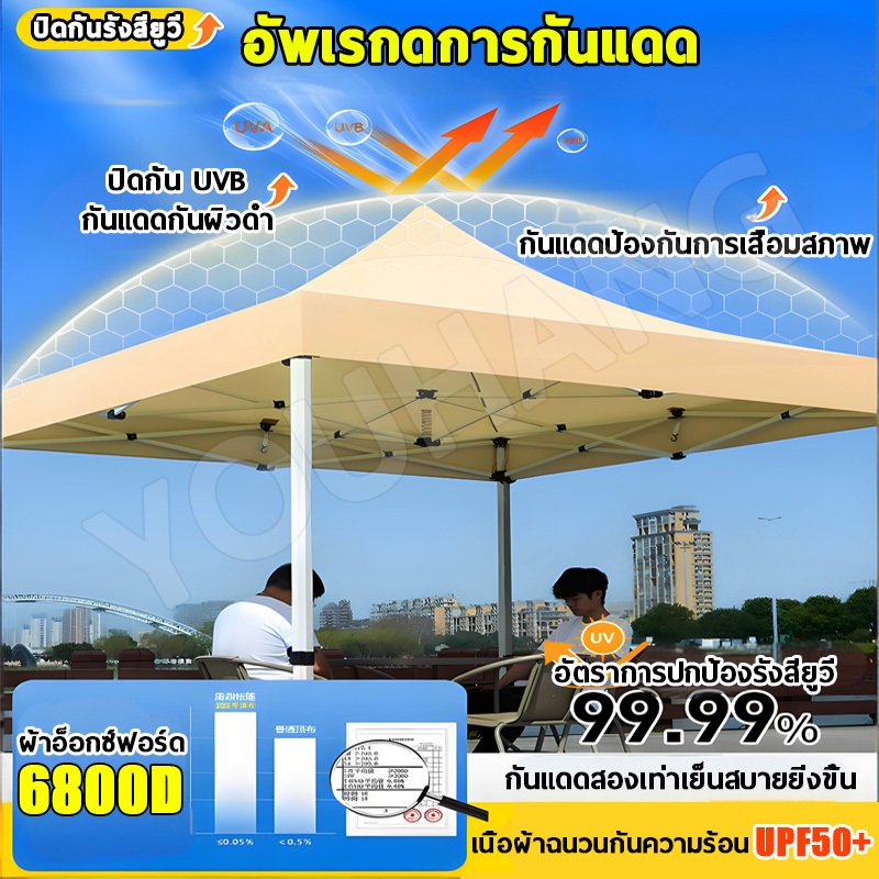【ส่วนลดจำกัดเวลา】เต็นท์ขายของ 6800dผ้าหนาผ้าใบ+โครงเหล็กหนาพิเศ 2x2 3X4.5 3x3 แข็งแรง เต็นท์กลางแจ้ง หลายสีให้เลือกได้ - รูปที่ 3