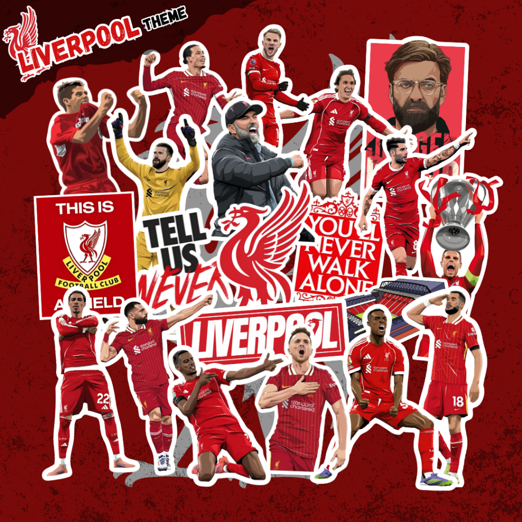 สติ๊กเกอร์ธีม Liverpool สติ๊กเกอร์ Liverpool สติ๊กเกอร์แปะ laptop, skateboard, โต๊ะ แบบกันน้ำ