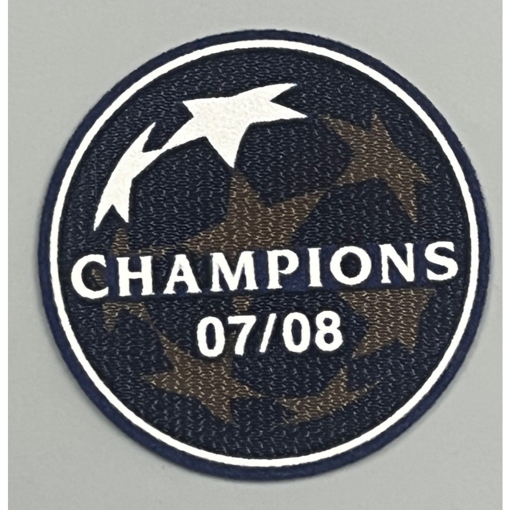 อาร์ม เสื้อฟุตบอล ย้อนยุค กัมมะหยี่ แชมเปี้ยนลึค แชมป์ 2007-08 แมนยู Retro Champions League Patch Badge Football Shirt