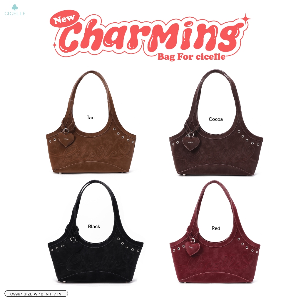 #C9967 Charming Bag CICELLE 💖✨ แบรนด์ CICELLE (ซี-เซล) กระเป๋าผู้หญิง กระเป๋าสะพายไหล่ หนังกลับ