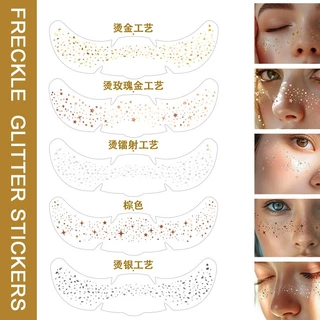 แทททูแต่งกระสีทอง/เงิน (Freckle Tattoo) โฮโลแกรมแวววาว สติ๊กเกอร์ติดหน้า 3D สไตล์ยุโรปและอเมริกา พร็อพถ่ายรูปสุดปัง