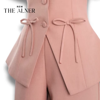 Thealner-AN752 (เซตเสื้อแขนสั้นแหวกหน้าแต่งโบว์กางเกงขายาว)