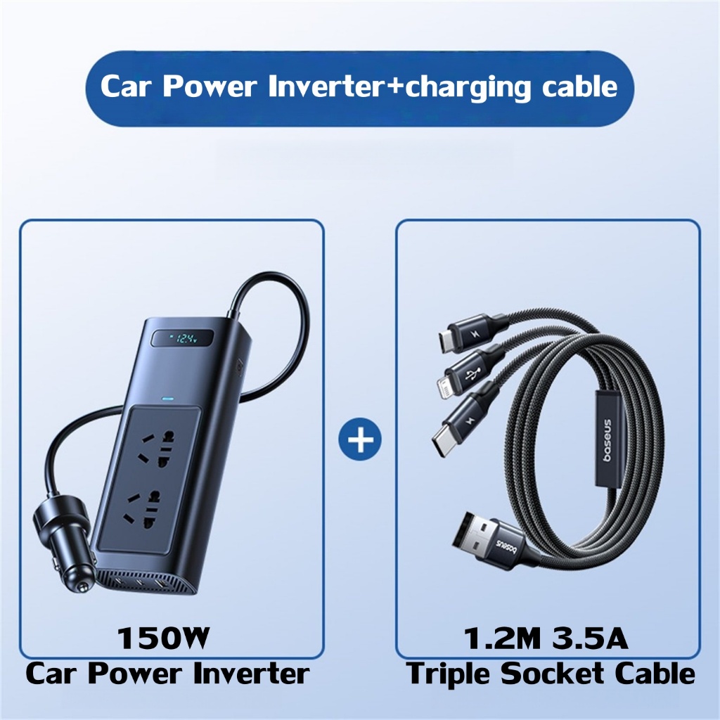 Baseus อินเวอร์เตอร์รถยนต์ 150W DC 12V to AC 220V อินเวอร์เตอร์พลังงานอัตโนมัติ ชาร์จเร็ว ราคา ถูกที่สุด ดีลบีเคเค แกลเลอรีภาพที่ 5