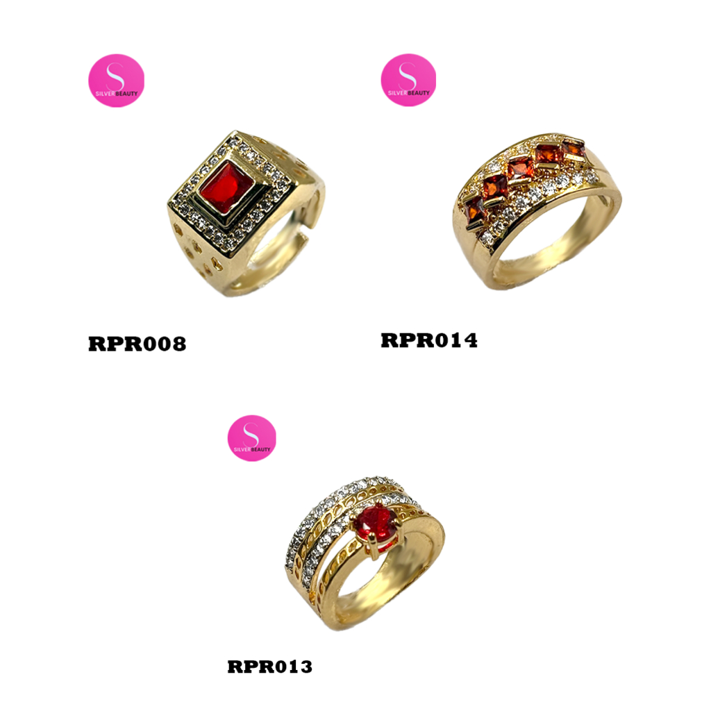 3ลาย จำนวนจำกัด แหวน เพชรล้อมทับทิม เครื่องประดับ เข้ากับทุกการแต่งกาย