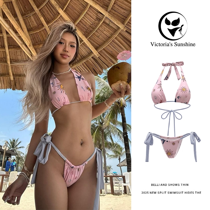 Victoria's Sunshine บิกินี่2ชิ้น เว้าหลัง bikini sexy ทูพีช มีฟองน้ำ สไตล์ฤดูร้อนใหม่#1079