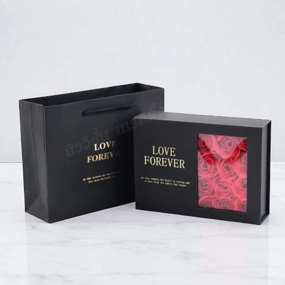 K-013 DIY Valentine's box set กล่องของขวัญดอกกุหลาบ พร้อมถุงกระดาษ สุดหรู ดอกไม้ปลอม กล่องเก็บเครื่องประดับ วันวาเลนไทน์ - รูปที่ 5