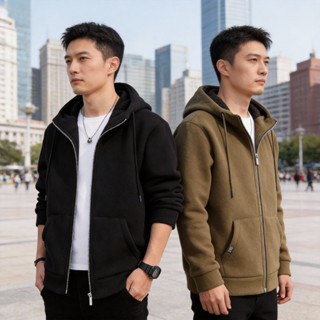 เสื้อแจ็คเก็ตฮู้ดซิปเต็มตัว วัสดุพอลิเอสเตอร์ คุณภาพสูง อบอุ…