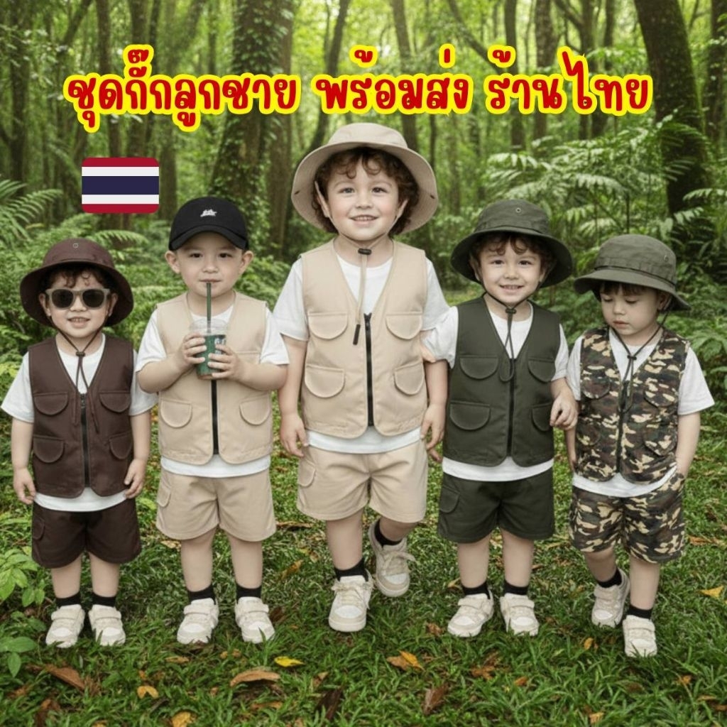 พร้อมส่ง🇹🇭 ชุดเดินป่าเด็ก กั๊กเดินป่าเด็ก มีแยกขายด้วยนะคะ