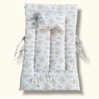 ที่นอนเด็กอนุบาล ผ้าcotton100 รุ่นหัวล็อค ที่นอนพร้อมหมอน แบบพกพาขนาด 75x120cm ซักได้ทั้งชิ้น