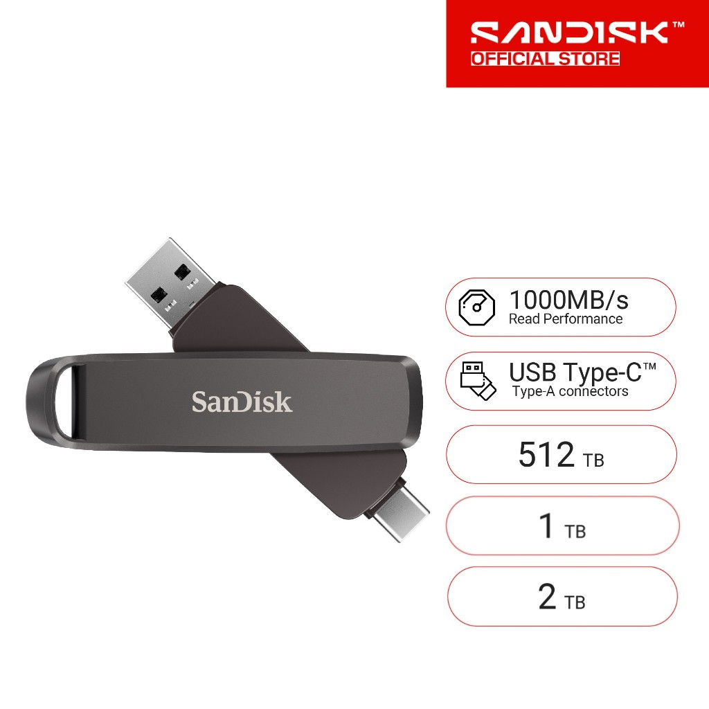 SanDisk Extreme PRO Dual Drive (SDDDE1) 512GB 1TB 2TB Up to 1000MB/s read speeds and 900MB/s write speeds