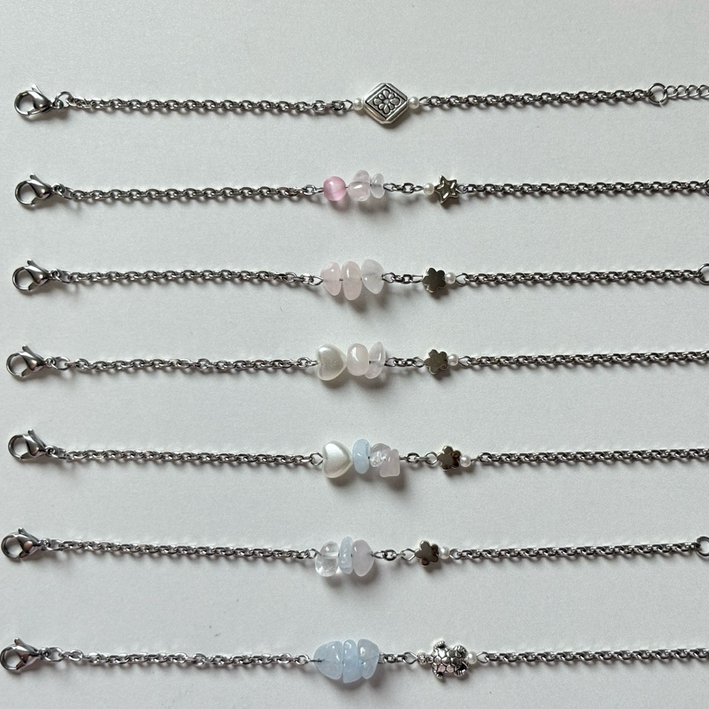 [จัดส่งทุกวันพุธ] สร้อยข้อมือหินแท้แสตนเลส handmade ร้อยเองทุกชิ้น กำไลข้อมือหิน ของขวัญ สามารถ custom ได้