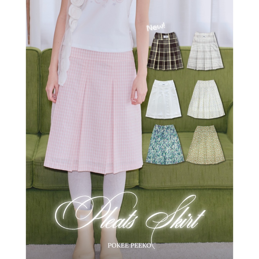 POKEE | PLEATS SKIRT กระโปรงพิมพ์ลายดอกไม้🇯🇵