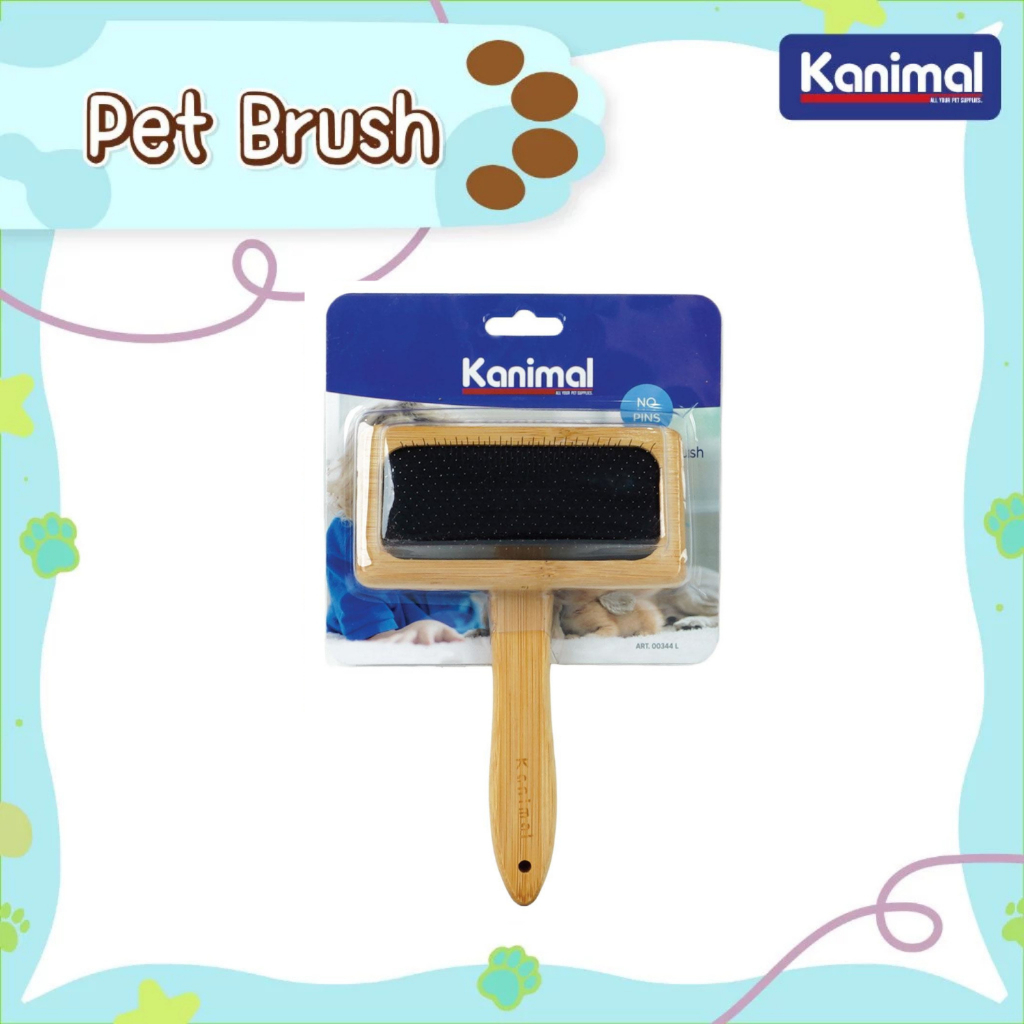 [00344L] Kanimal Pet Slicker Brush แปรงสลิคเกอร์ หวีสางขน (ไร้หมุด) สำหรับสุนัขและแมว Size L ขนาด 11.5x18.5 ซม.
