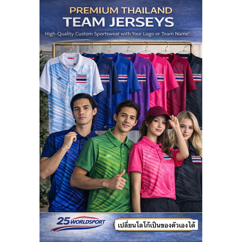 Eeproเสื้อโปโลรุ่น1324พร้อมเฟกธงไทยแลน