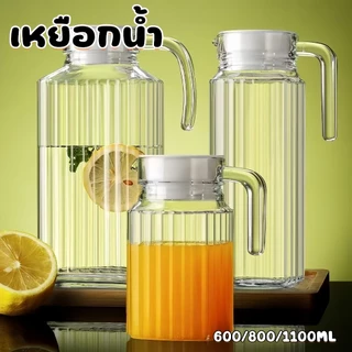 เหยือกน้ำ เหยือกน้ํา,พร้อมฝาปิดAnti-fall Stripe Pitcher, Drinkwareอะคริลิคใส 600/800/1100ML กาต้มน้ําเย็นตู้เย็น