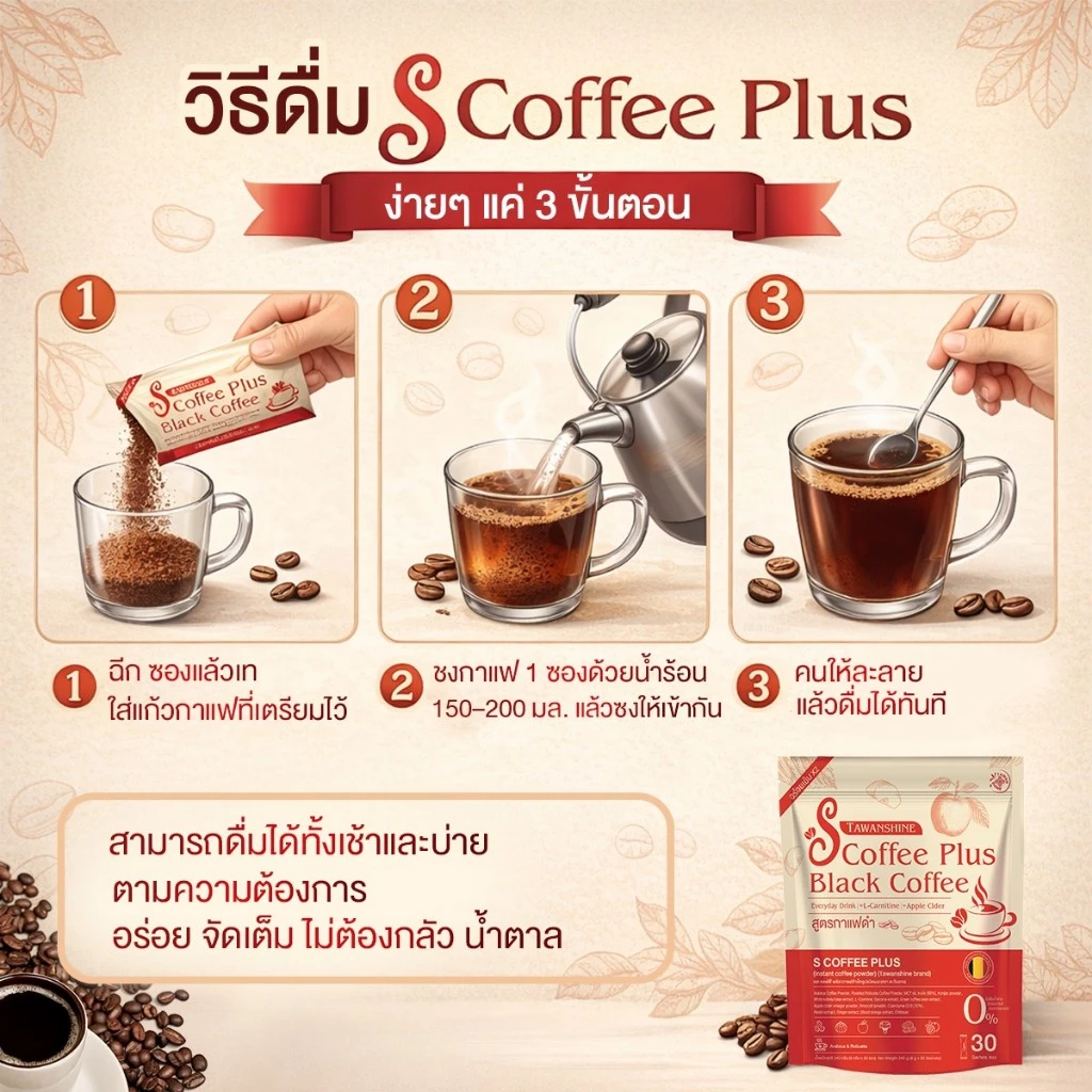 [แจกส่วนลดหน้าไลฟ์] กาแฟตะวันฉาย กาแฟคุมหิว กาแฟไม่มีน้ำตาล กาแฟดำ 17in1 ( 1ห่อ) thumbnail 4