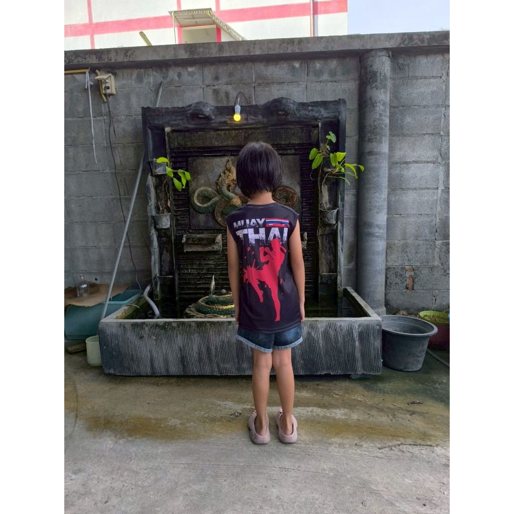 เสื้อเด็กคอกลมแขนกุด แขนสั้น MUAY THAI มวยไทย V3 รูปที่ 2