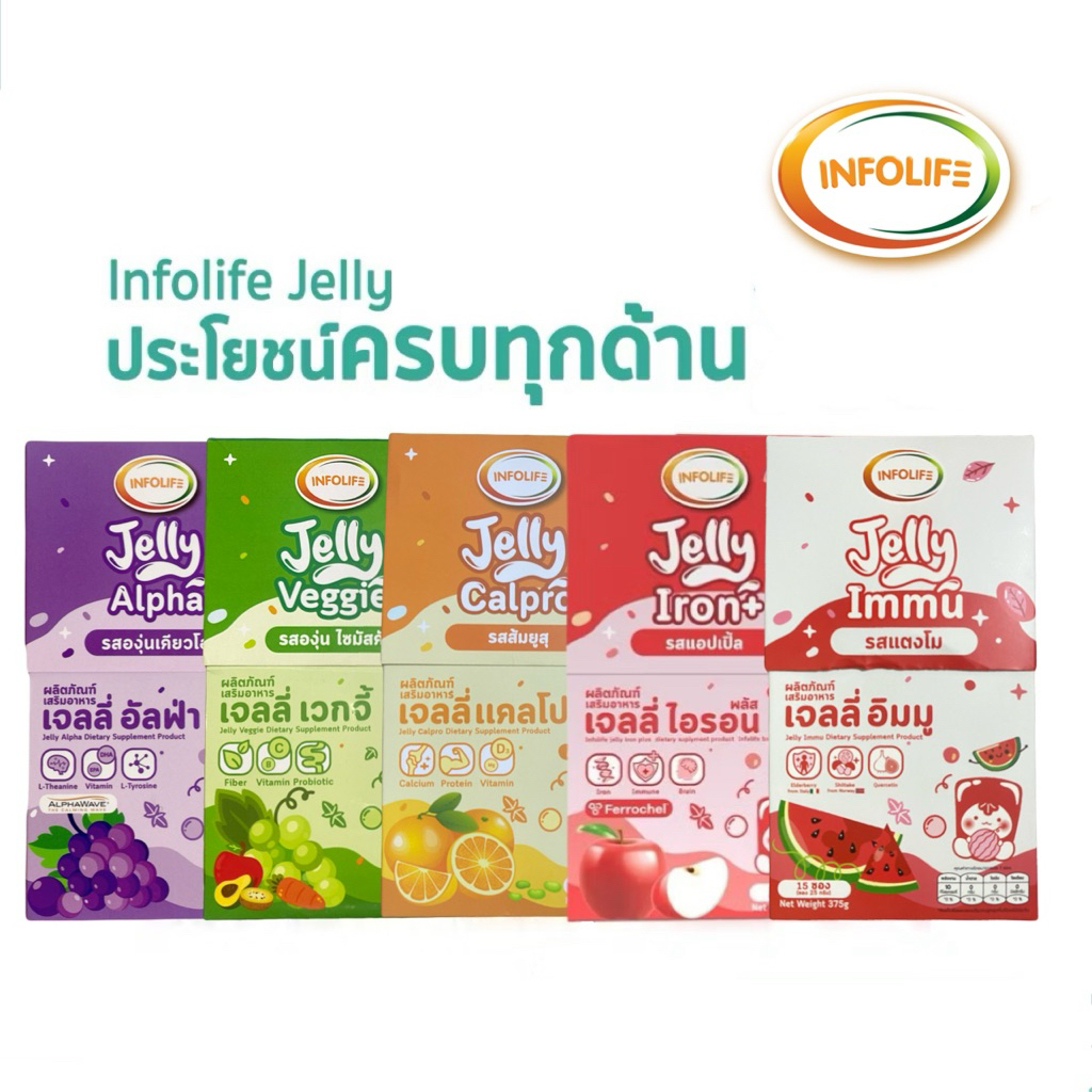 (ชุด2กล่อง) Jelly Calpro & Jelly Veggie & Jelly Alpha & Jelly Iron & Jelly Immu