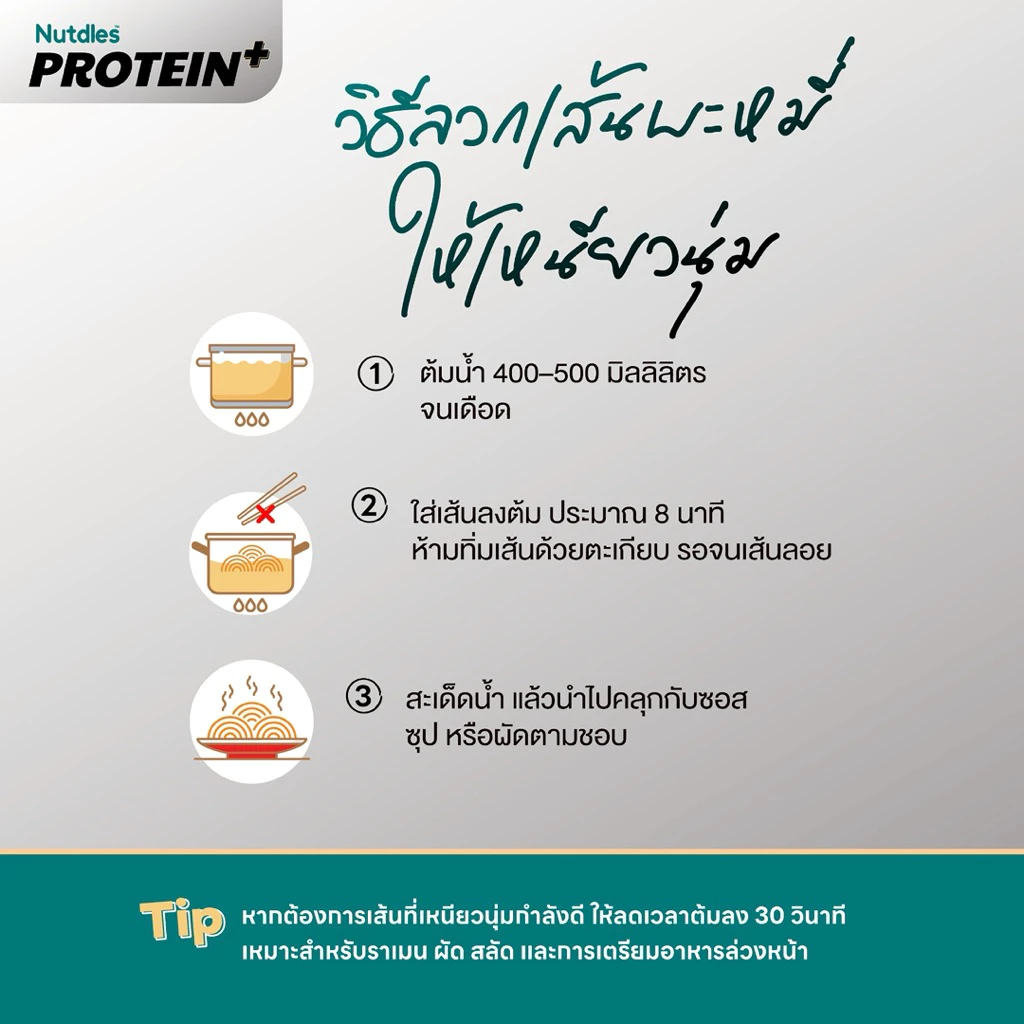 Nutdles  เส้นโปรตีนจากพืช โปรตีน 38 กรัม ต่อซอง  ปราศจากถั่วเหลือง ไม่มีวัตถุกันเสีย โลว์คาร์บ ลดแป้งสาลี ใยอาหาร6,000mg thumbnail 4