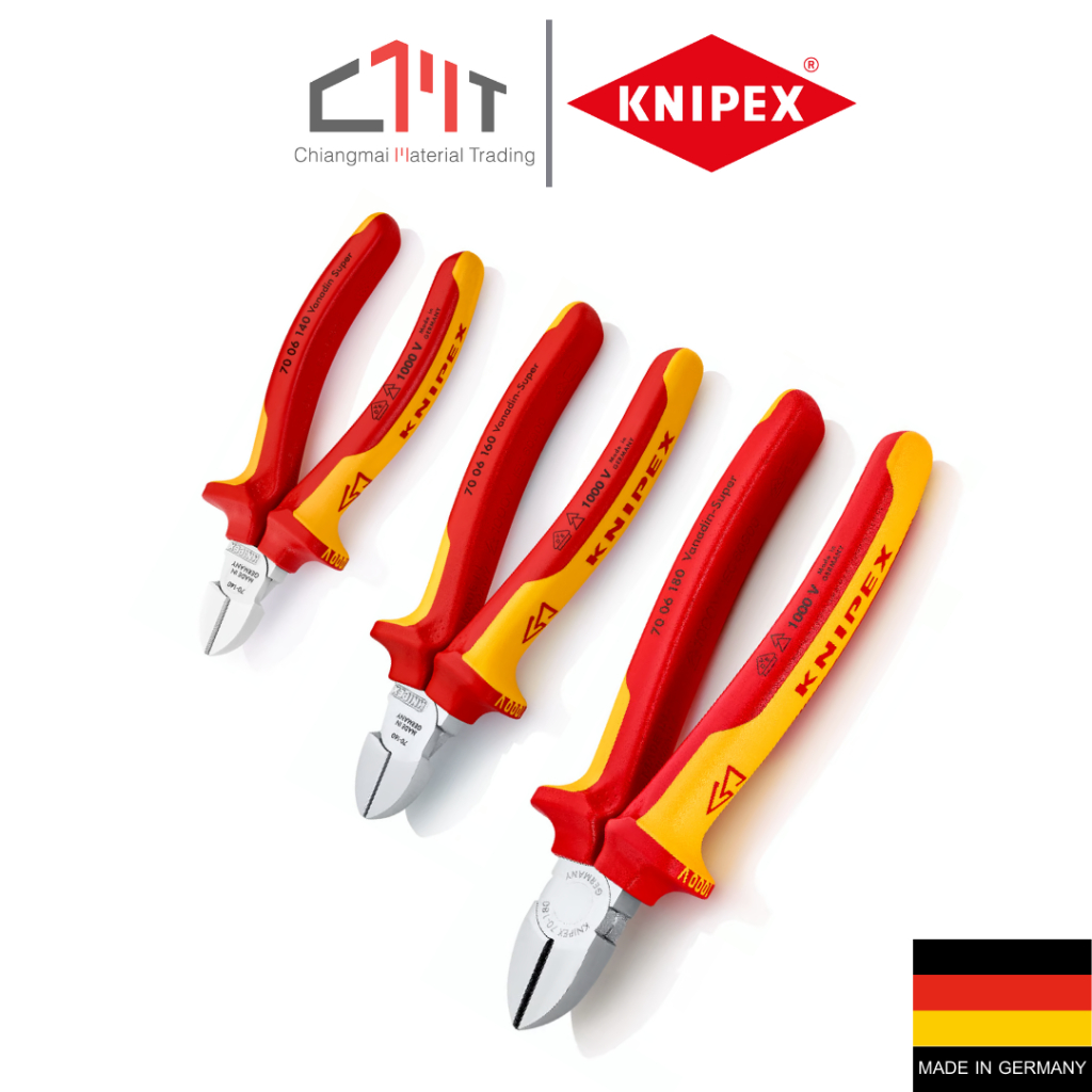 KNIPEX คีมปากเฉียง (5",6",7") ด้ามหุ้มฉนวนกันไฟฟ้า เคลือบโครม No.7006140/7006160/7006180