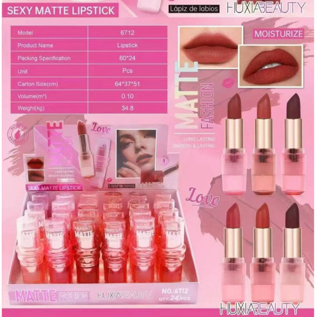 ลิปแมท huxia beauty ยกถาด 24 แท่ง