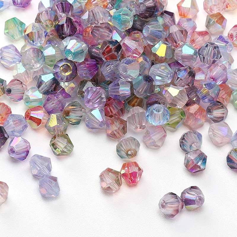 ลูกปัดคริสตัลออโรราแวววาว 4mm สำหรับ DIY งานเครื่องประดับทำสร้อยข้อมือ