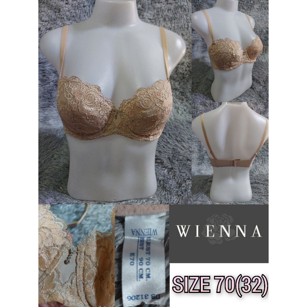 #เสื้อชั้นในผู้หญิง ฟองบาง+โครง ลูกไม้สีเนื้อ#WIENNA SIZE E70(32)
