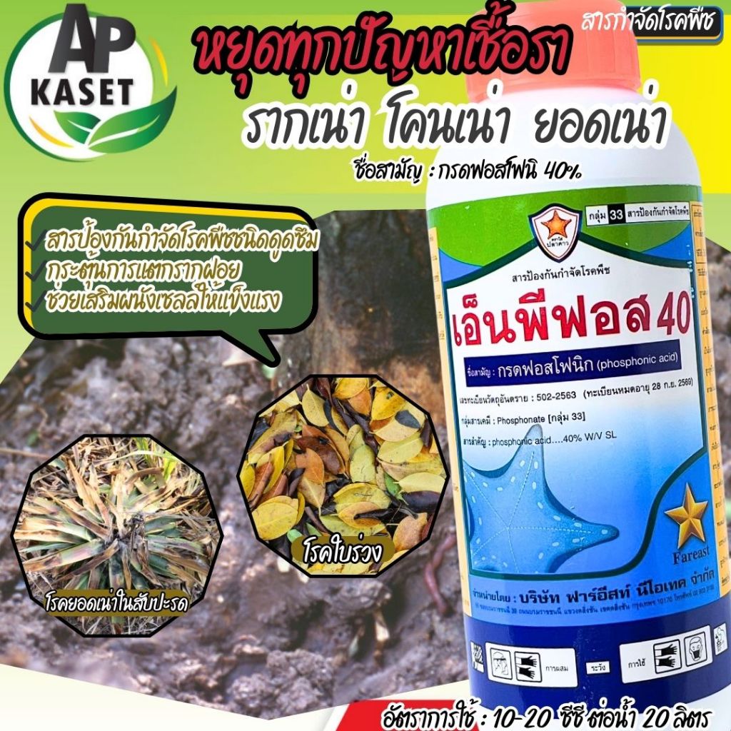 พร้อมส่ง โปร 1 แถม 1 เอ็นพีฟอส 40 ยาเชื้อรา สารกรดฟอสโฟนิค ทาแผล ฝังเข็ม ป้องกัน ใบแห้ง ยอดเน่า ผลเน่า ขนาด 1 ลิตร - รูปที่ 4