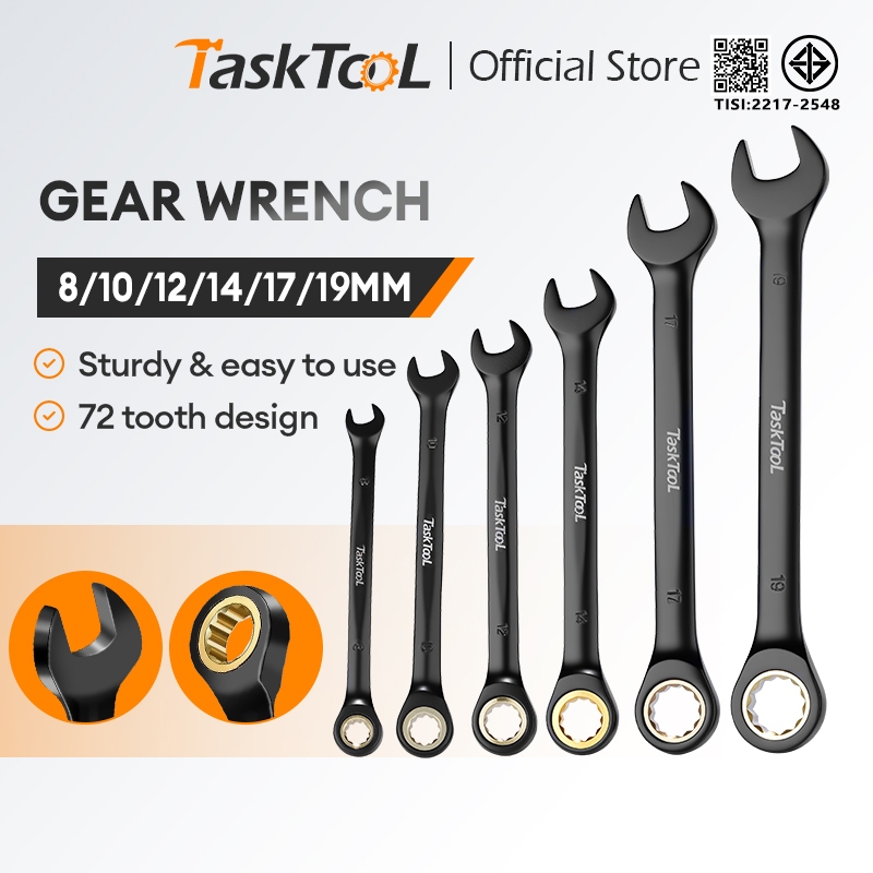 TASKTOOL  ชุดประแจ  ประแจแหวนข้าง ประแจแหวนข้างปากตาย 8-24mm แข็งแรง ทนทาน – โปรปัง