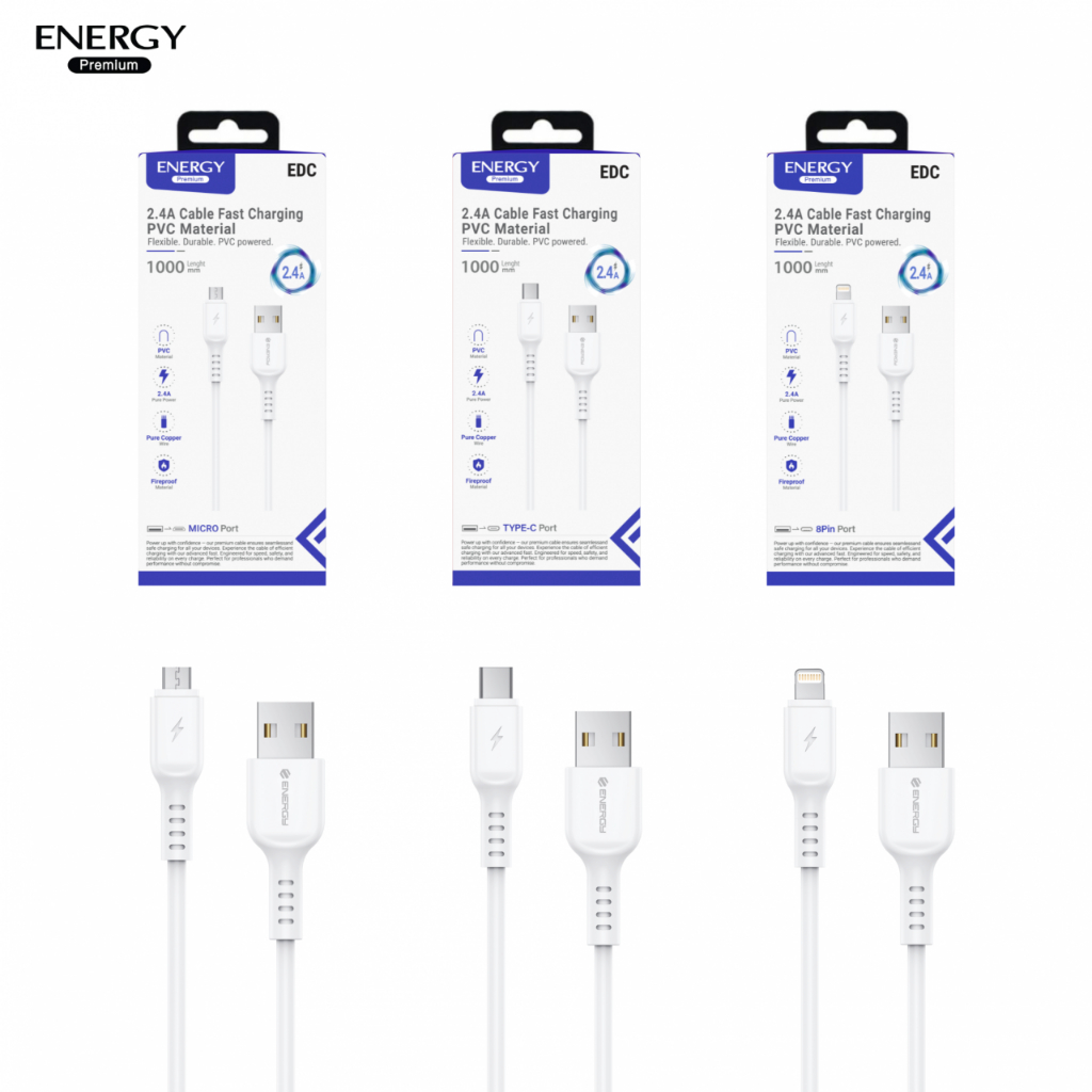 ENERGY Premium สายชาร์จ Micro / i / Type C 2.4A Charge & Sync ชาร์จเร็ว พร้อมโอนข้อมูล สายไมโคร ของแ