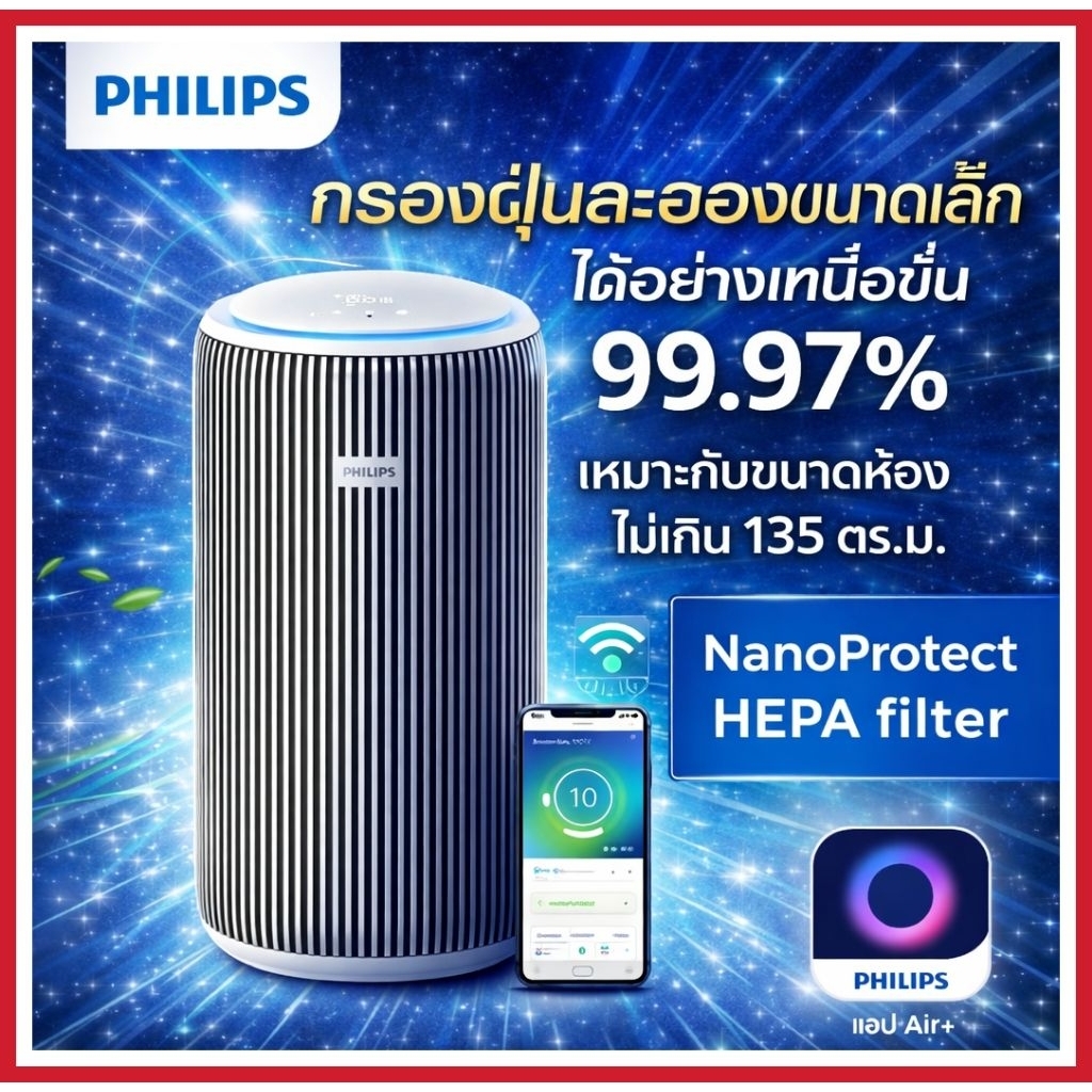 Philips เครื่องฟอกอากาศ รุ่น AC3220/10 (สำหรับห้องขนาด 135 ตร.ม.)