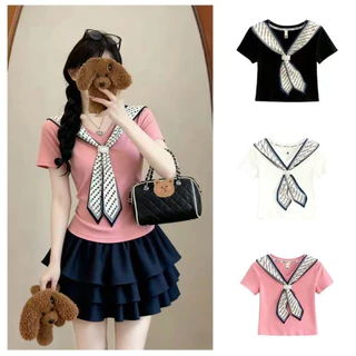 M-4XL เสื้อยืดแขนสั้นสำหรับผู้หญิง ระดับไฮเอนด์ พลัสไซส์ ดีไซน์กระชับสัดส่วน ทรงหลวม อเนกประสงค์ เสื้อไหล่ปกติ เหมาะสำห