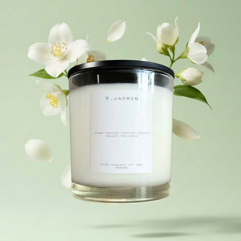 เทียนหอม กลิ่น V.Jasmin มะลิ อบอุ่น 300g / 10.14 oz (45 - 55 hours) Double wicks candle