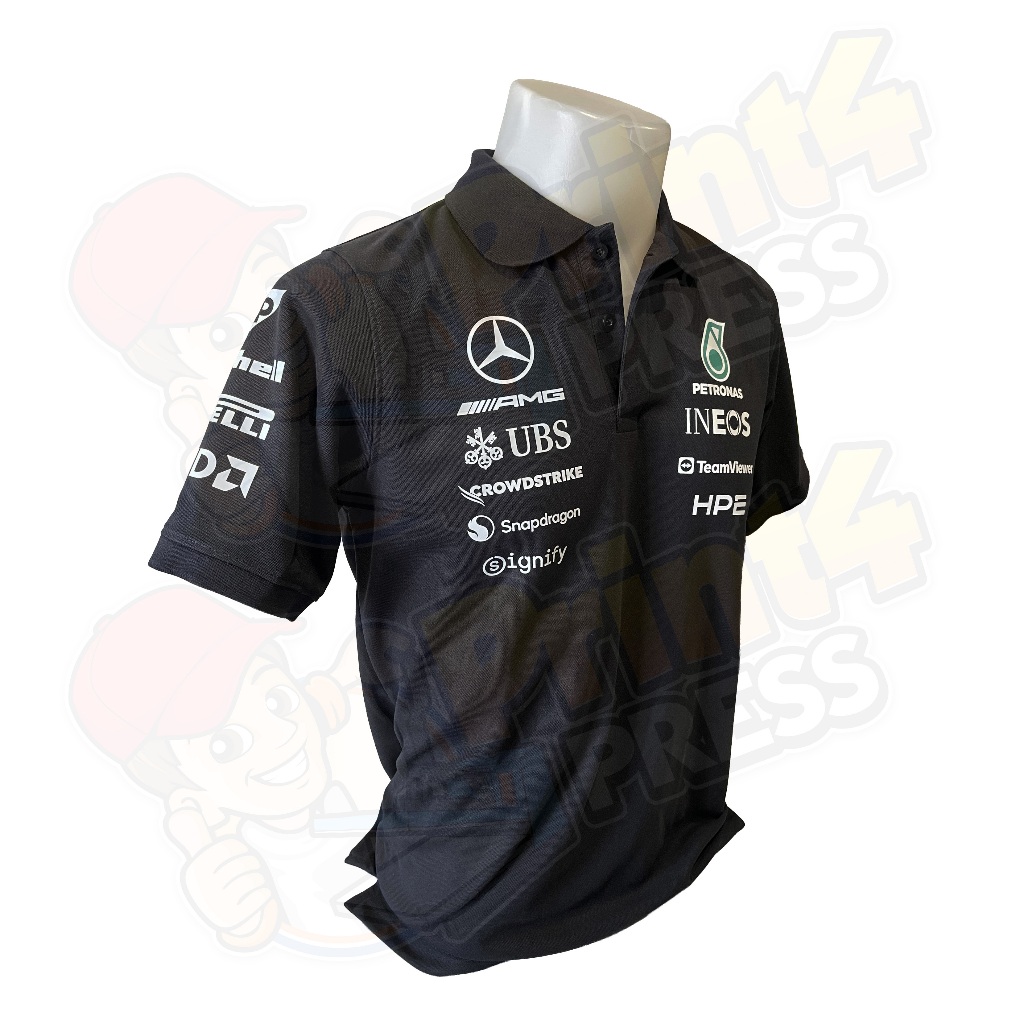 Polo คอปกสีดำ เมอซิเดส Mercedes F1 2026 AMG Petronas เสื้อเชิ๊ต เสื้อคอปก เสื้อ shirt 100% Cotton ผ้าคอตตอน100% ราคา ถูกที่สุด ดีลบีเคเค แกลเลอรีภาพที่ 4