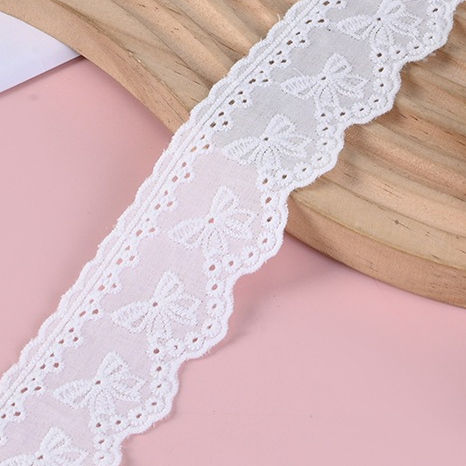 Macraft วัสดุตกแต่ง ผ้าคอตตอน ลาย โบว์  ผ้าลูกไม้ตกแต่งเสื้อผ้า ผ้าทำขอบกระโปรง ชุดเด็ก งาน CT002Bow-M