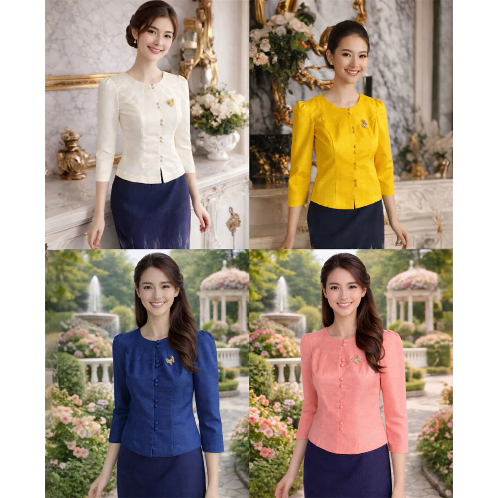 เสื้อไหมลาวอัดผ้ากาวทั้งตัว