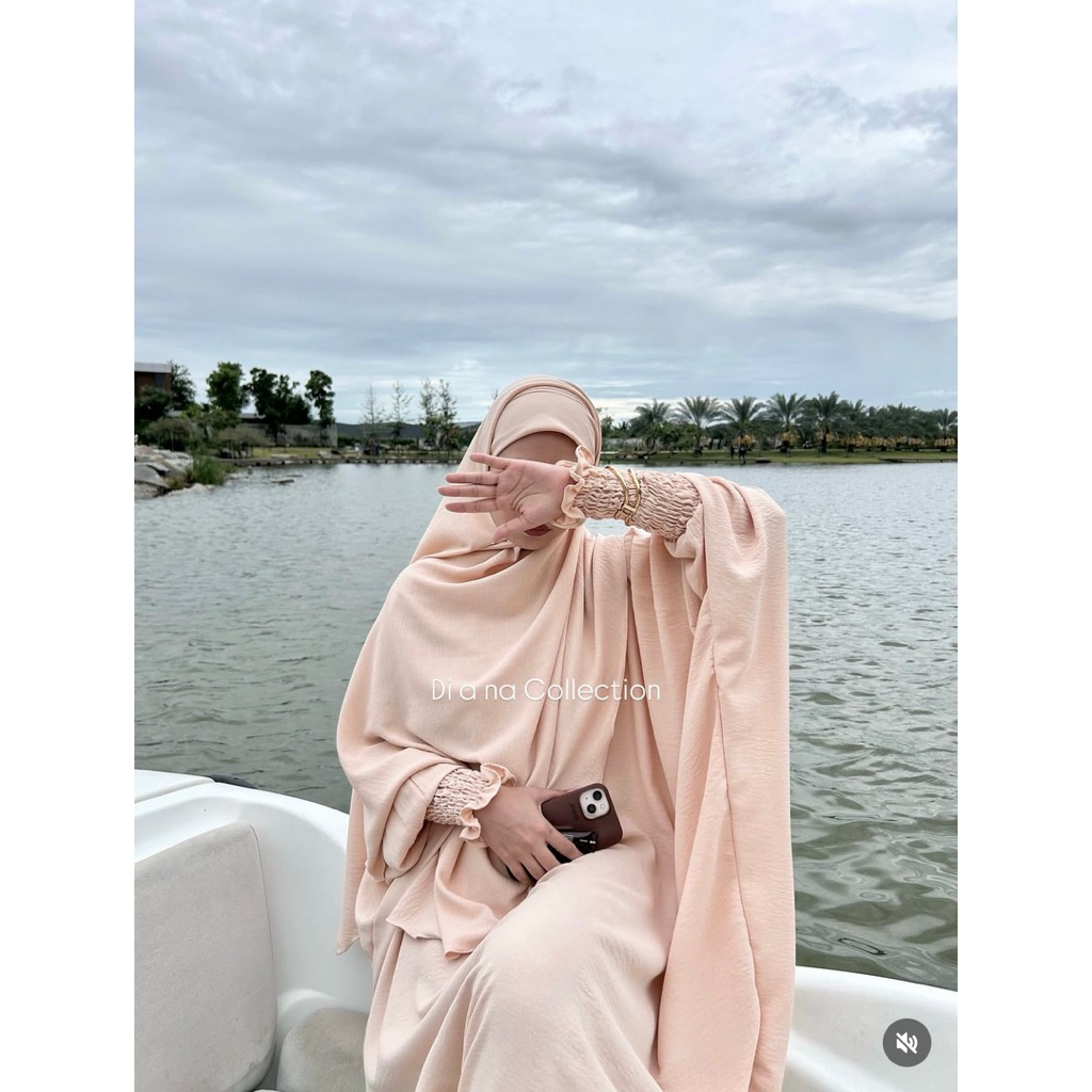 Di’ana collection ชุดเซ็ตอาบาย่ากับฮิญาบพัน ทรงอาบาย่าค้างคาว ขนาดฟรีไซส์ สามารถใส่ทำอุมเราะห์ได้
