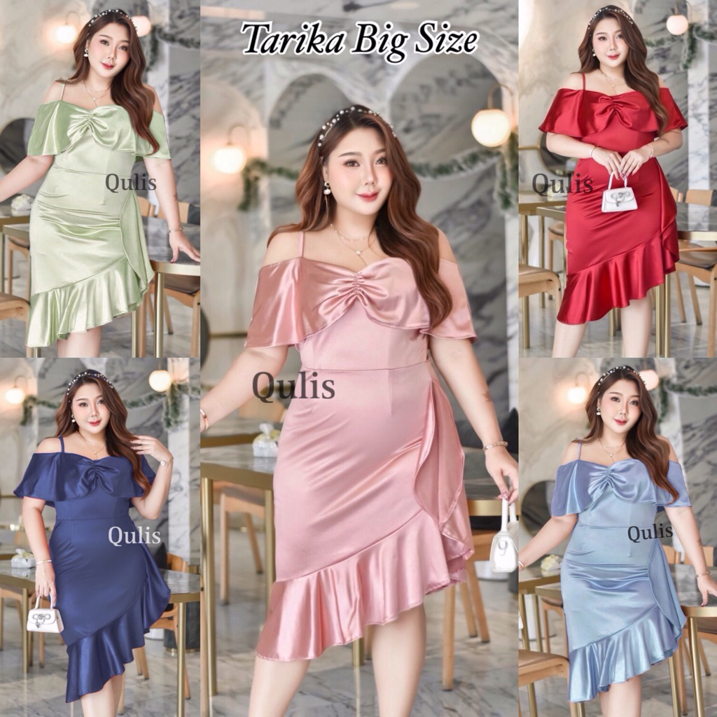 เดรสสั้น สายเดี่ยวอกจีบ BigSize ชุดออกงาน ชุดราตรีสั้น สาวอวบ Big size ชุดเดรสวันวาเลนไทน์ ชุดทำงาน คนอ้วน ผ้าซาตินยืด