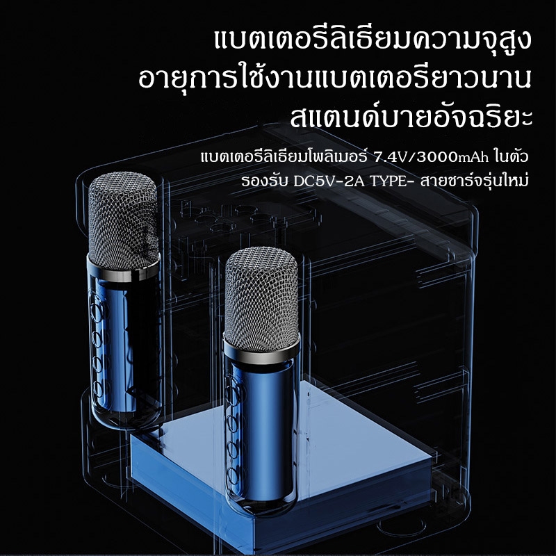 ลำโพงบลูทูธพร้อมไมโครโฟนคู่ YS-203สำหรับร้องเพลงคาราโอเกะ - รูปที่ 5