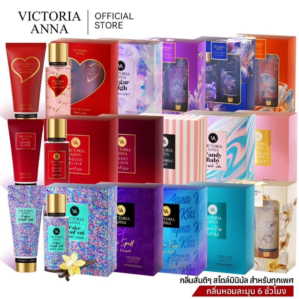 ชุดน้ําหอมและโลชั่นบํารุงผิว Victoria Anna perfume ส้มโอแดฟโฟดิล eau de parfum (EDT), ชุดของขวัญวันหยุด