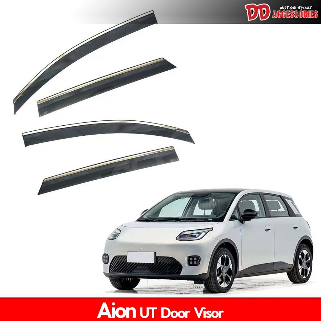 บังน้ำฝน กันสาด Aion UT 2025 EV สีดำคิ้วโครเมี่ยม 4 ชิ้น ใช้กาวติด ทำเองได้เลย NT