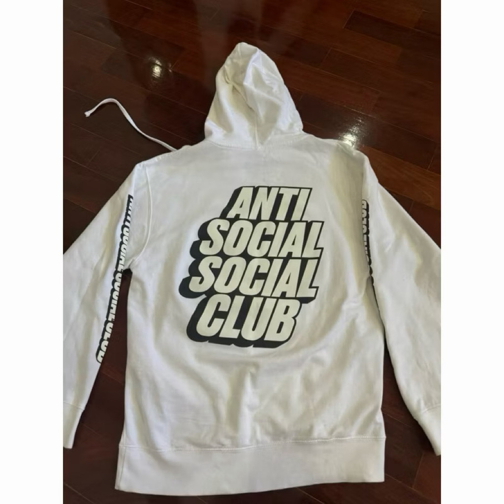 ส่งต่อ hoodie Anti Social Social club รุ่น block me สีขาว size L ของแท้ 100%