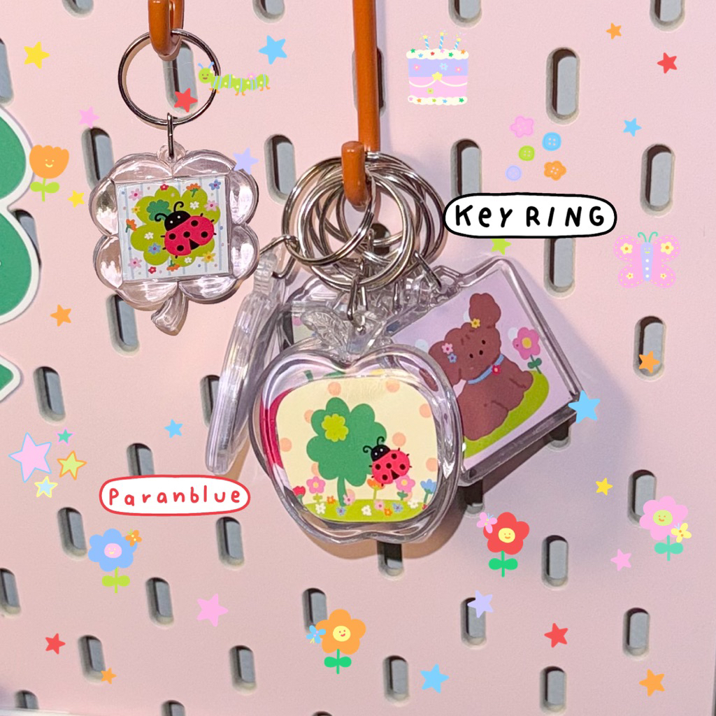 พวงกุญแจกรอบรูป🍎🍌🫐 keyring