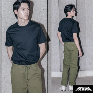 SHWING กางเกงขายาวชิโน่ ผ้า Cotton ยืด หนานุ่ม เอวมีเชือก และซิปกระดุม ทรงกระบอก Stretch Chino Pants
